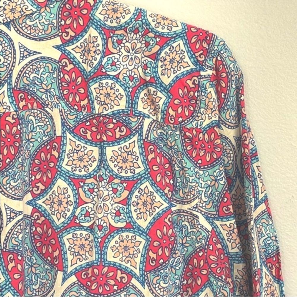 Talbots Garden Medallion Women’s Pink Blue Button Down Dress Shirt XLp Petite - Picture 13 of 16